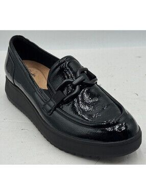 Clarks Zylah Top Women's Shoes Size 11 Black Patent Leather Loafers